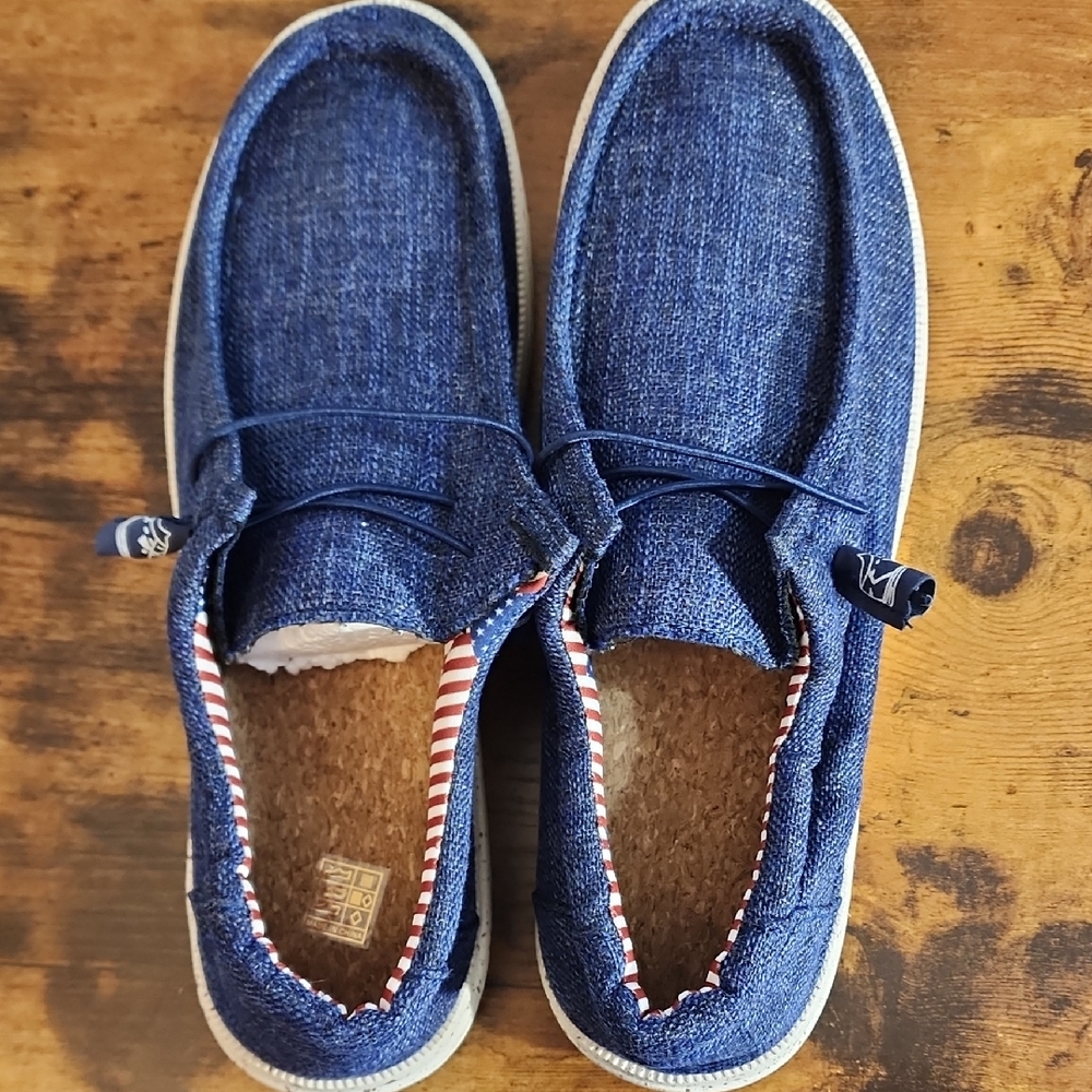 Men's Blue Casual Linen Breathable Slip On Shoes Comforable Lightweight Loafers